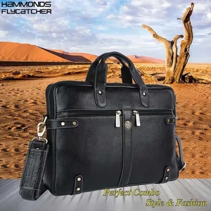 Hammonds Flycatcher Genuine Leather Black 15.6 Inch Laptop Bag 152 BLK