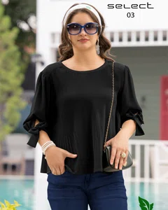 FuLoo's Select Fancy Blended Fabric Tops for Women in Black