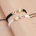 2 Pcs/Set Glow in the Dark Heart Braided Rope Couple Bracelets - Adjustable Matching Relationship Jewelry Gift