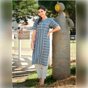 Dove Patterned Cotton fancy designer kurti Only # LGrey