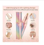 2 In 1 Electric Eyebrow Trimmer & Painless Facial Hair Remover For Women – Rainbow Glitter Finish