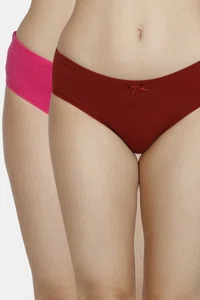Zivame Anti-Microbial Low Rise Hipster Panty (Pack of 2) For Women - Pink Red