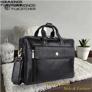 Hammonds Flycatcher 15.6 inch Dual Compartment Genuine Leather Laptop Bag With Expandable Features - Laptop Bags |