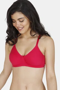 Zivame Double Layered Non Wired 3/4th Coverage Super Support Bra - Red