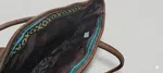 Handmade Cotton & Leather Patchwork Tote Bag for Women - Multi-Color Woven Shoulder Bag with Zipper Closure