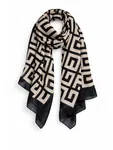 Quecy Women Printed Silk Satin Scarf | Black Printed Stylish Modern Design Stole For Women Rectangle | 180*85 CM
