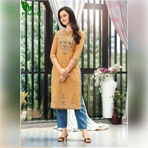 FuLoo's Colors Pure Cotton Pattern Designer Embroidered Kurti for Women #03