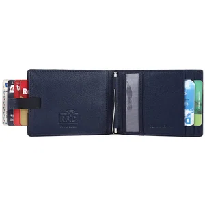 Hammonds Flycatcher Genuine Leather Minimilistic & Slim Blue Money Clip Wallet for Men