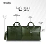 HAMMONDS FLYCATCHER Genuine Leather Office Bag for Men, 15.6 Inch Laptop Bag, Professional Leather Bag, Adjustable Straps, Multiple Compartments  - Croc Olive Green