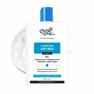 Chemist at Play | Hydrating Body Wash | With 5% Hyaluronic Acid Bodywash for Intense Hydration | Reduces Flakes & Itchiness | For Dry Skin | Polyglutamic Acid & Hyaluronic Acid | For Women & Men | 236ml
