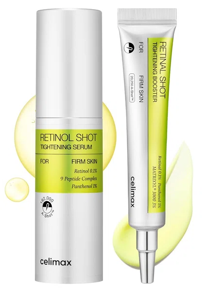 Celimax Vita A Retinal Shot Tightening Booster (15ml) & Retinol Shot Serum (30ml) - High-Strength Anti-Aging & Pore Minimizing Duo