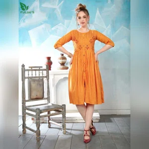 FuLoo's Floret Heavy Rayon Stylish Dress for Women #210