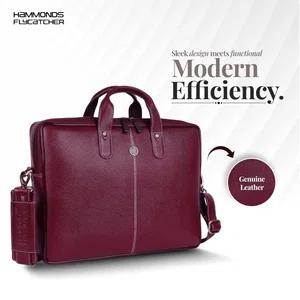 HAMMONDS FLYCATCHER Genuine Leather Office Bag for Men - 15.6 Inch Laptop Bag for Men, Professional Leather Bag for Men - Adjustable Straps and Multiple Compartments - Mango