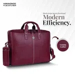 HAMMONDS FLYCATCHER Genuine Leather Office Bag for Men - 15.6 Inch Laptop Bag for Men, Professional Leather Bag for Men - Adjustable Straps and Multiple Compartments - Mango