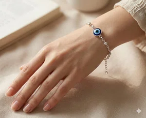 PURE SILVER EVILEYE BALL BRACELET FOR WOMEN 35-38