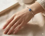 PURE SILVER EVILEYE BALL BRACELET FOR WOMEN 35-38