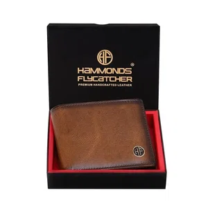 HAMMONDS FLYCATCHER RFID Protected Bi-Fold Wallet for Men Leather Original, Mens Wallet, Leather Wallets for Men, Premium Classic Purse with 3 Card Slots, Coin Pocket, Gift for Mens - Crunch Tan