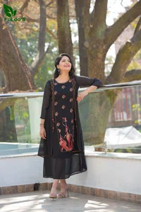 FuLoo's VD Embroidery Georgette Dress for women#1003