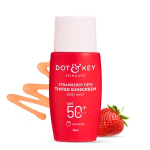 Dot & Key Strawberry Dew Tinted Sunscreen | 02 Warm Ivory |  In-Vivo Tested SPF 50+ PA++++ With New-Age UV Filters, Brightens & Protects Skin, Ultra-light, Blends Easily, With Niacinamide, Natural Finish, Non-Sticky | 50ml