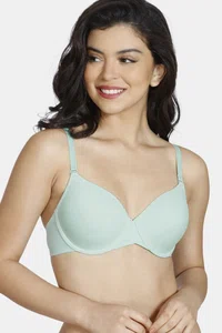 Zivame Beautiful Basics Padded Wired 3/4th Coverage T-Shirt Bra-Aruba Blue