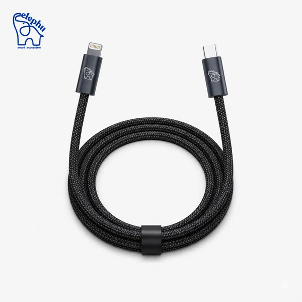 Elephu Data cable Braidy series 567| Type C to Lightning/Iphone)| fast charging| high speed data transfer| Fabric braided cable| Integrated IC chips| aluminum tip| pure copper wire