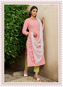 FuLooS Simi Cotton Embroidered Kurtis with Pants and Chunni #02