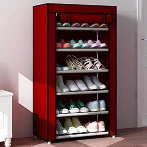 Shoe Cabinet 6 Layer Shoe Rack Organiser(With Cloth) - Multi-Layered Easy To Install And Portable Shoe Rack With Cover