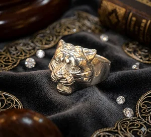 PURE SILVER TIGER DESIGN FINGER RING FOR MEN