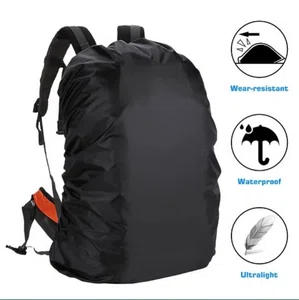 Black Water & Dust Proof Cover For Backpacks | Adjustable Elastic Waterproof Rain Back Cover | Fits 20-30 Ltrs Backpack
