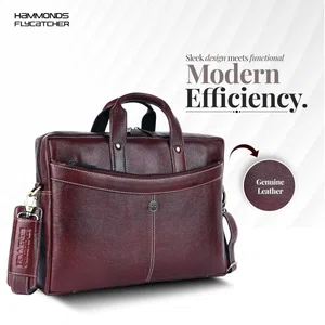 HAMMONDS FLYCATCHER Genuine Leather Office Bag for Men, 15.6 Inch Professional Brown Laptop Bag for Men, Adjustable Strap & Multi Compartments