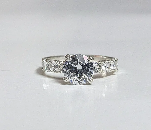 PURE SILVER ZERCON DIAMOND RING FOR WOMEN