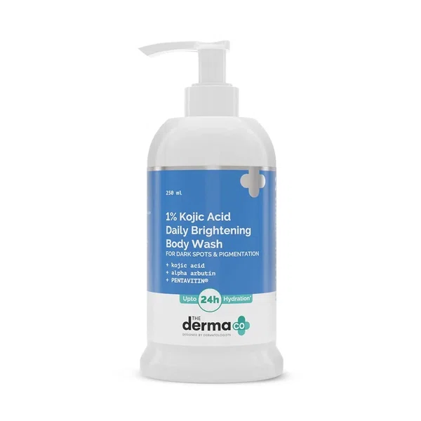 The Derma Co 1% Kojic Acid Daily Brightening Body Wash with Alpha Arbutin For Dark Spots & Pigmentation - 250ml