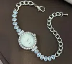Latest Diamond-Encrusted Chain Clasp Quartz Watch for Women - Full Diamond, Adjustable Round High Fashion Bracelet Watch