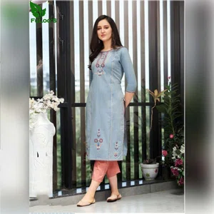 FuLoo's Colors Pure Cotton Pattern Designer Embroidered Kurti for Women #01