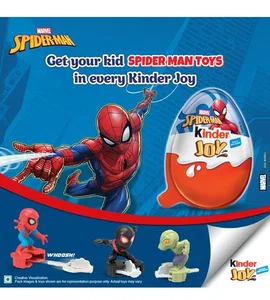 Kinder joy spiderman edition with surprise gift pack  4 pc (20g X 4N) =80 g