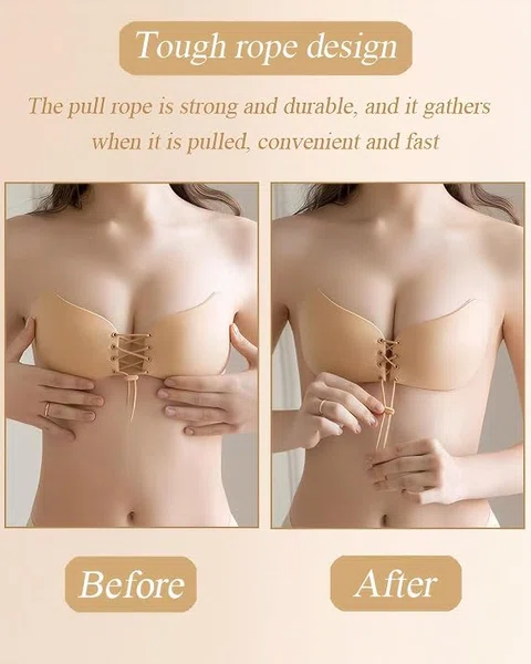 Sticky Bra 1Pairs, Strapless Push Up Backless Bras for Women