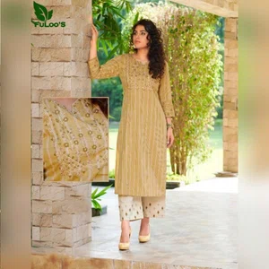 FuLoo's Skylark Pure Cotton Designer Embroidered Kurti for Women#01