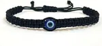 1Pcs Unisex Black Braided Thread Evil Eye Bracelet - Handmade Adjustable Nazar Protection Charm Wristband for Men, Women & Couples