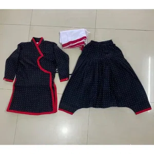 Girl Newari Traditional Dress Set Dress With Janga Suruwal With Red Boarder Patuki
