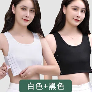 Elastic Chest Binder Women Transgender Tomboy FTM Side Hook Tank Top Breathable Cotton,