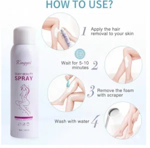 Kinggess Silky Beauty Hair Removal Spray Painless Depilatory Foam Mousse 150ml