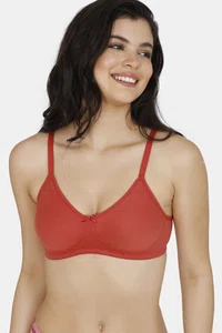 Zivame Double Layered Non Wired 3/4th Coverage Super Support Bra - Dusty Cedar