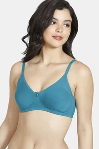 Rosaline Basics Double Layered Non Wired 3/4th Coverage Bra - Harbour Blue
