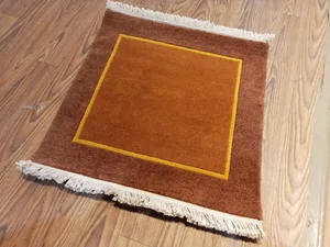 Handmade Nepali Handknotted Woolen Carpet - Terracotta Modern Design Area Rug (50x50 cm) - 60 Knots Premium Quality