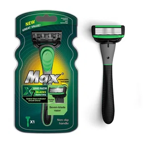 MAX RAZOR 7 Blade Shaving Razor with Rubber Handle | Shaving Razor | Shaving Razor for MEN