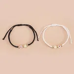 2 Pcs/Set Glow in the Dark Heart Braided Rope Couple Bracelets - Adjustable Matching Relationship Jewelry Gift
