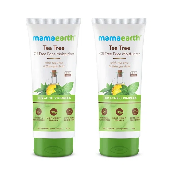Mamaearth Tea Tree Oil-Free Face Moisturizer with Tea Tree and Salicylic Acid for Acne and Pimples - 80 ml