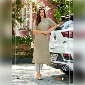 FuLoo's Avenue Pure Cotton Pattern Designer Embroidered Kurti for Women (ONLY KURTI) #01