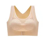 Adjustable Side Buckle Seamless Sports Bra For Women / Front Cross Wireless Push Up Lifting Bralette