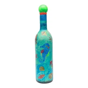 Sea Horse Printed Handmade Craft Bottle For Decoration